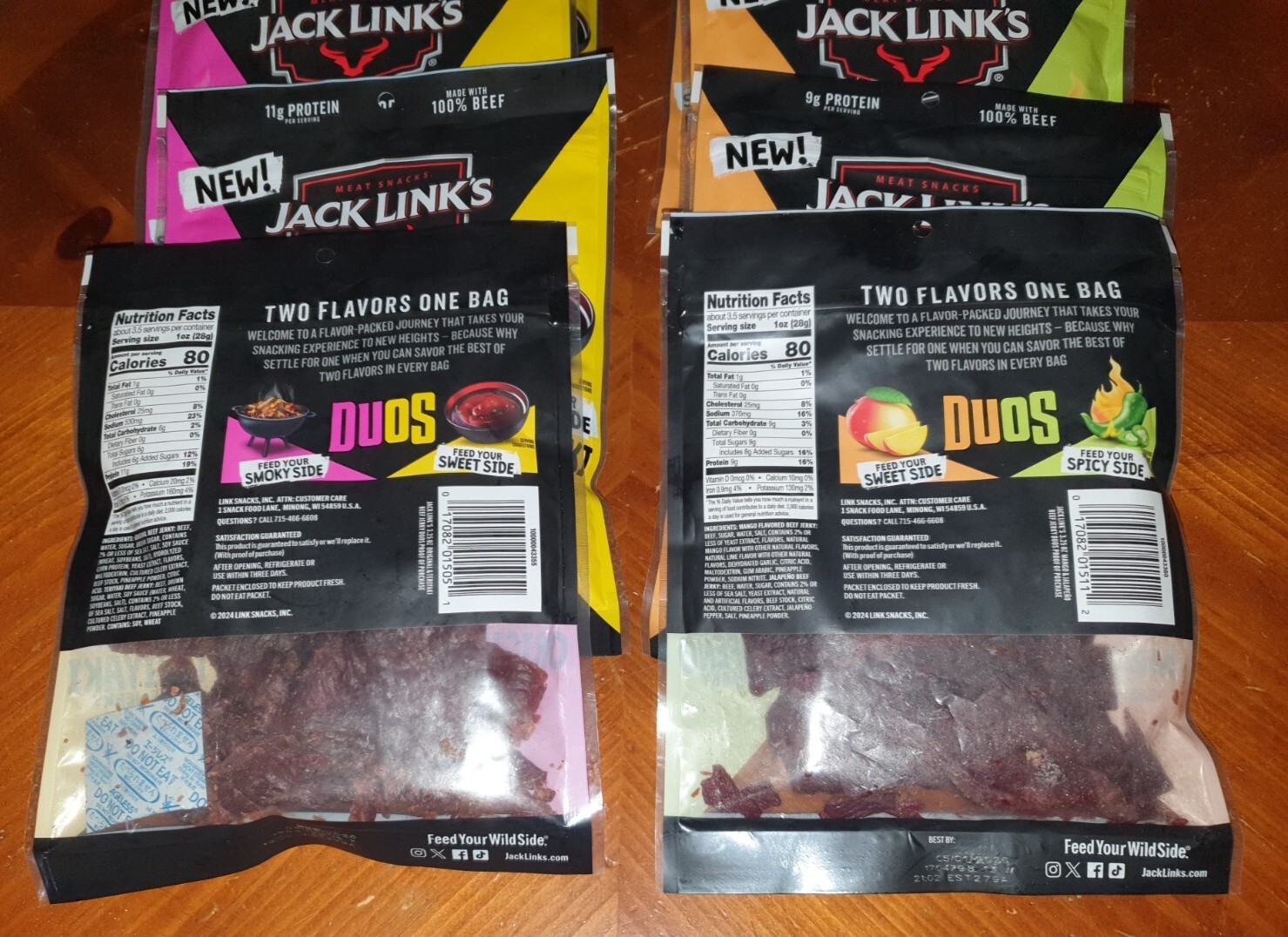 Jack Link's DUOs Jalapeño/Mango & Original/Teriyaki Beef Jerky 3.25oz (8 Count) thumbnail