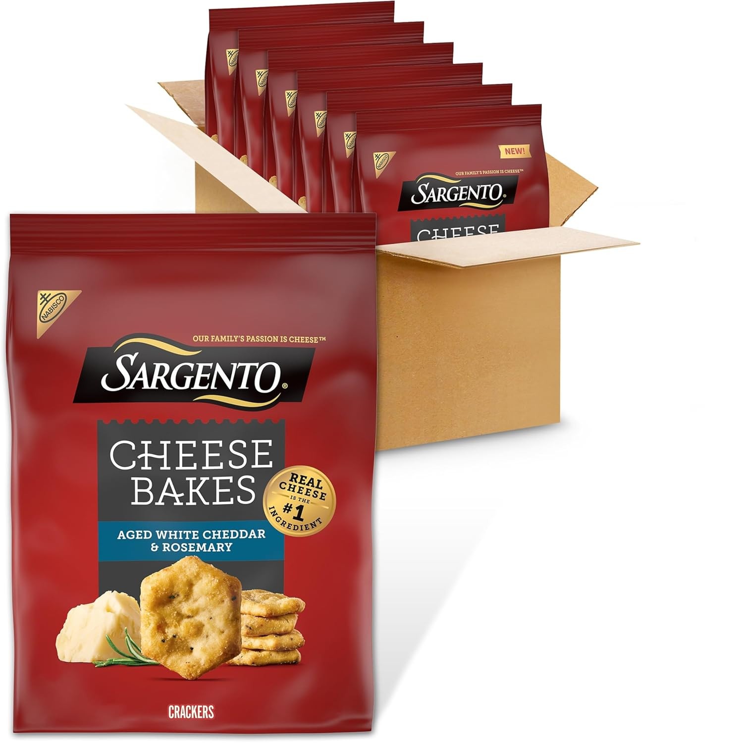 Sargento Cheese Bakes Aged White Cheddar and Rosemary Crackers, Cheese Crackers