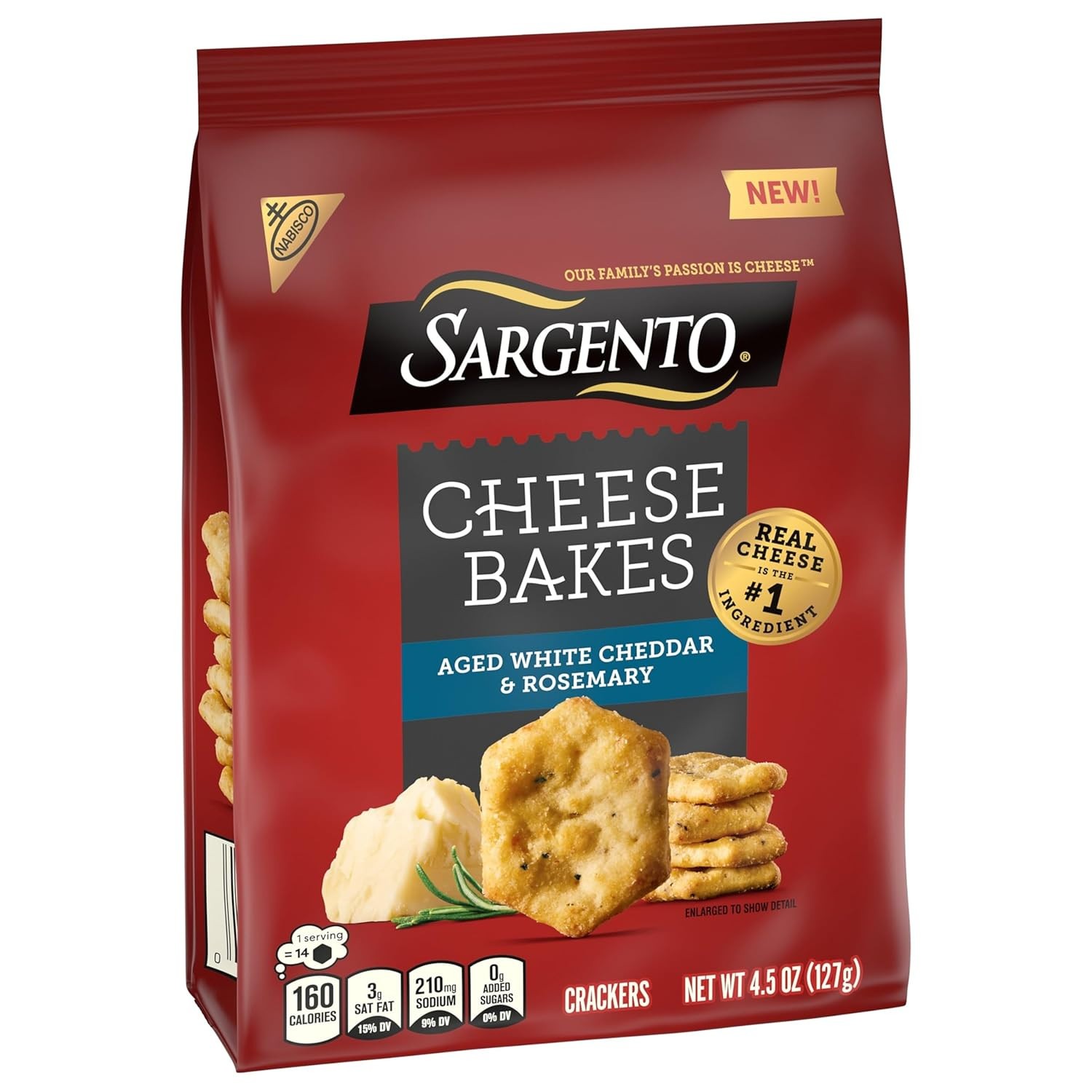 Sargento Cheese Bakes Aged White Cheddar and Rosemary Crackers, Cheese Crackers thumbnail