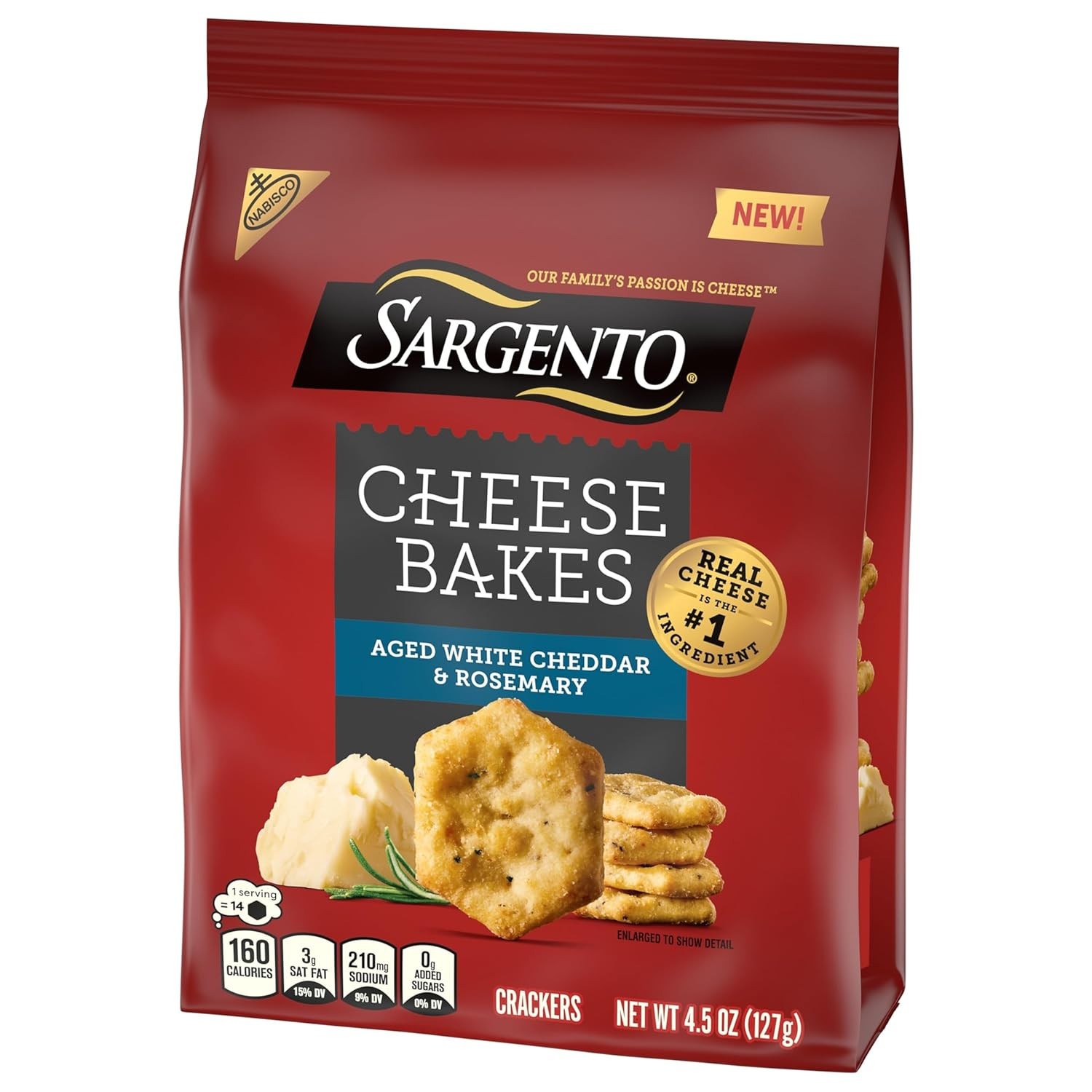 Sargento Cheese Bakes Aged White Cheddar and Rosemary Crackers, Cheese Crackers thumbnail