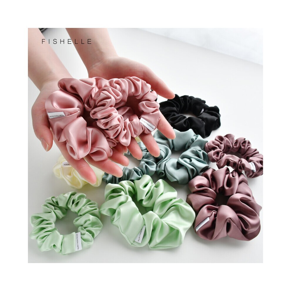 Solid Pure Silk 2.5cm Scrunchies 100% Natural Silk Satin Scrunchie for Women Ladies Sweet Hair Ties thumbnail