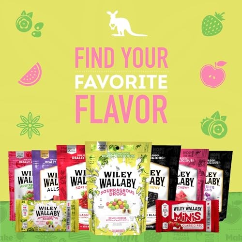 Wiley Wallaby Licorice Candy Bites 3.0 Ounce Gourmet Sourrageous Drops in Mini Candy Bags, 18 Pack thumbnail