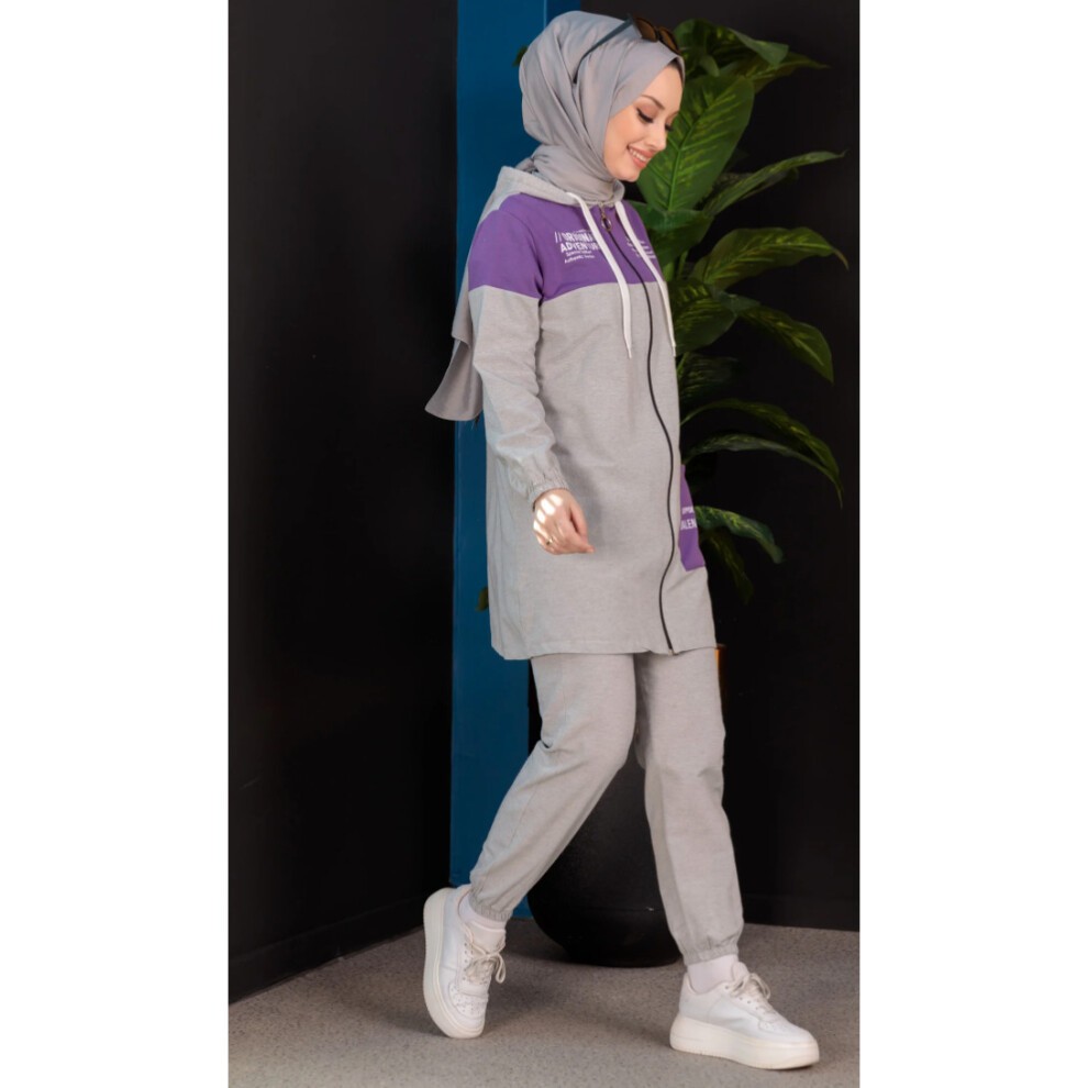 3943-VIZON Esofman Tak?m?spor Set Rahat Long Dress Women Hijab Girls Islamic Clothing Big Size ABAYA Arab 2 Pcs Muslim thumbnail