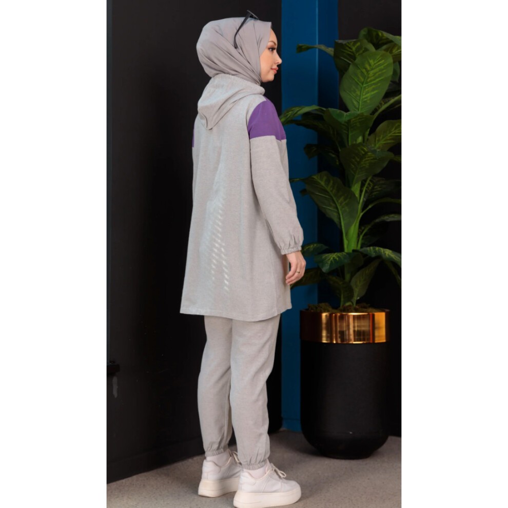 3943-VIZON Esofman Tak?m?spor Set Rahat Long Dress Women Hijab Girls Islamic Clothing Big Size ABAYA Arab 2 Pcs Muslim thumbnail