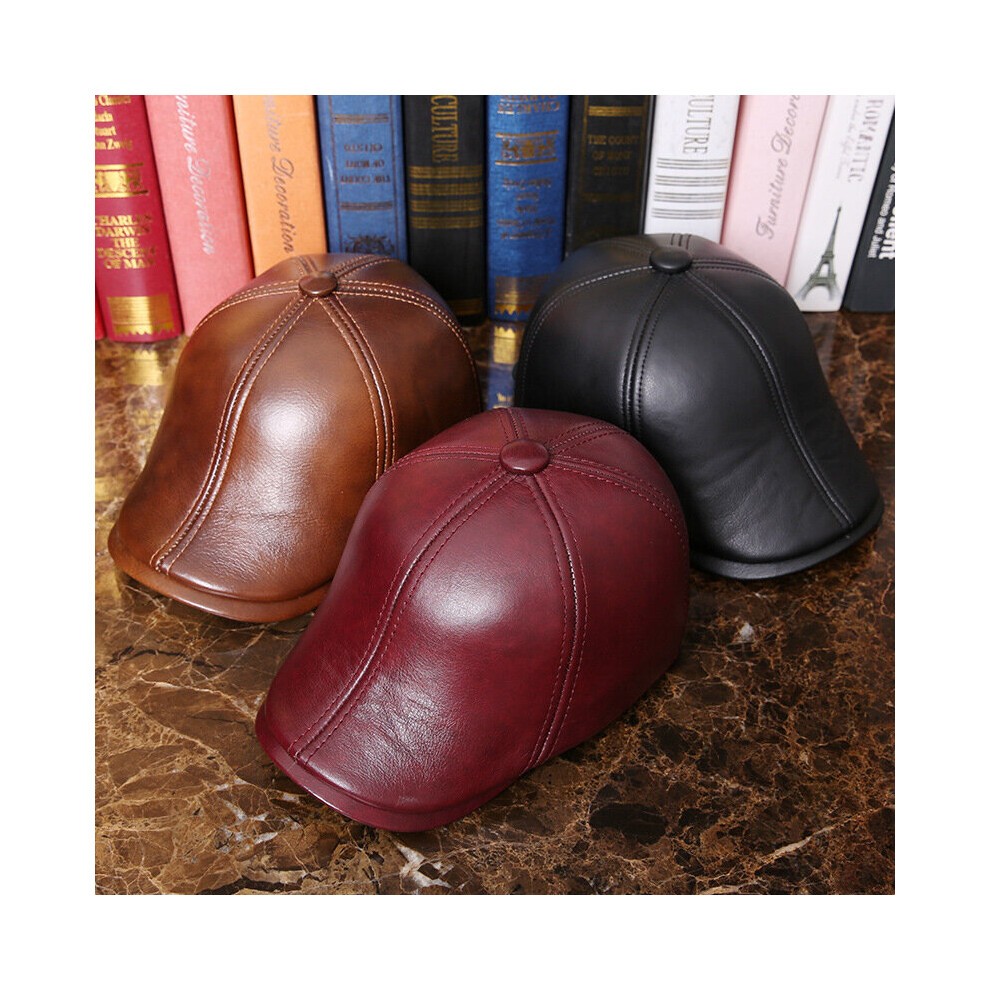 Winter Men Leather Hat Adult Sheepskin Baseball Caps Ear Protection Warm Headgear Cap Baseball Hat B-7287 thumbnail