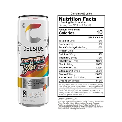 CELSIUS Sparkling Retro Vibe, Functional Energy Drink 12 Fl Oz (Pack of 12) thumbnail