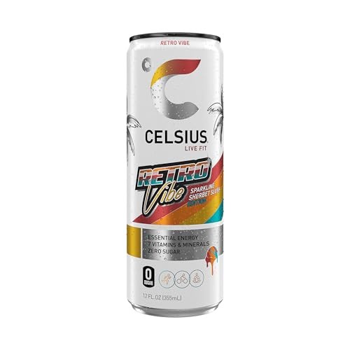 CELSIUS Sparkling Retro Vibe, Functional Energy Drink 12 Fl Oz (Pack of 12) thumbnail