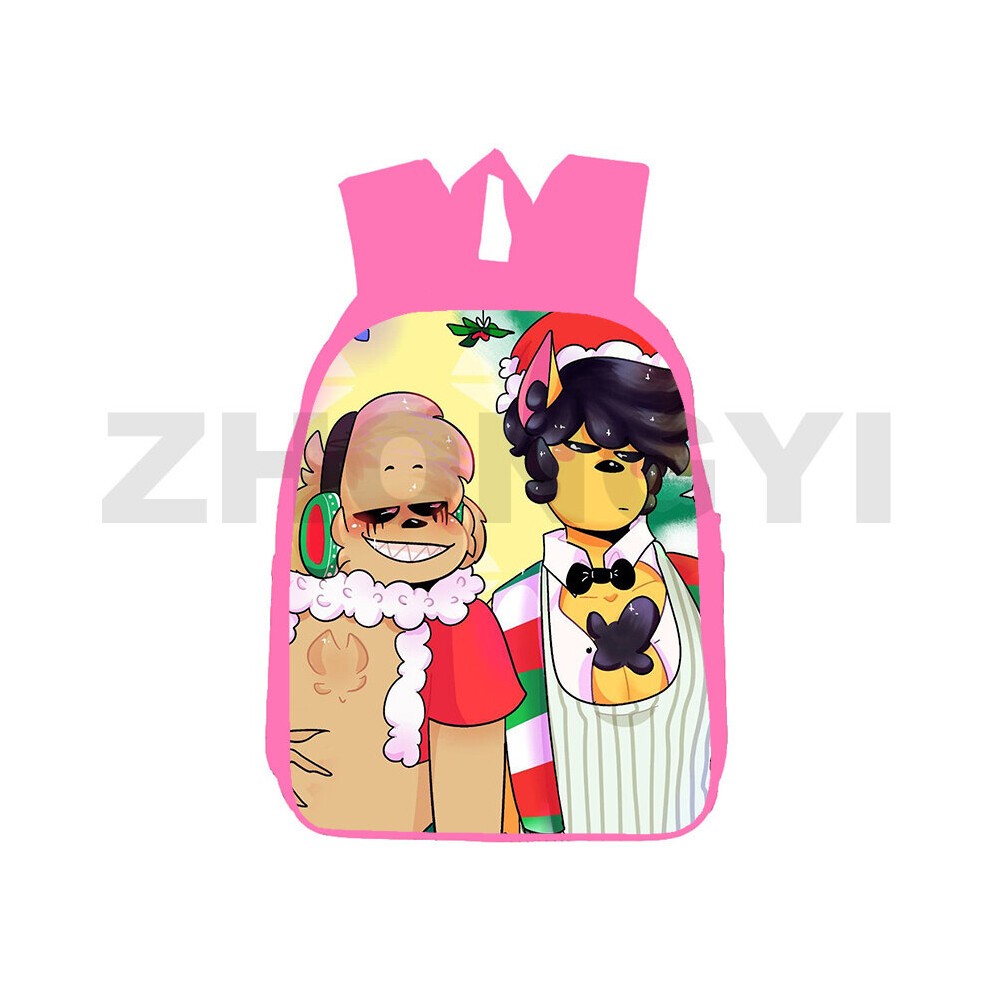 (Mikecrack63 Beige-12 Inch 30x24x12cm) Pink Anime Mikecrack Backpack Teenagers 3D Cartoon Merry Christmas Style Game School Bag 12/16 Inch Bookbag Chi
