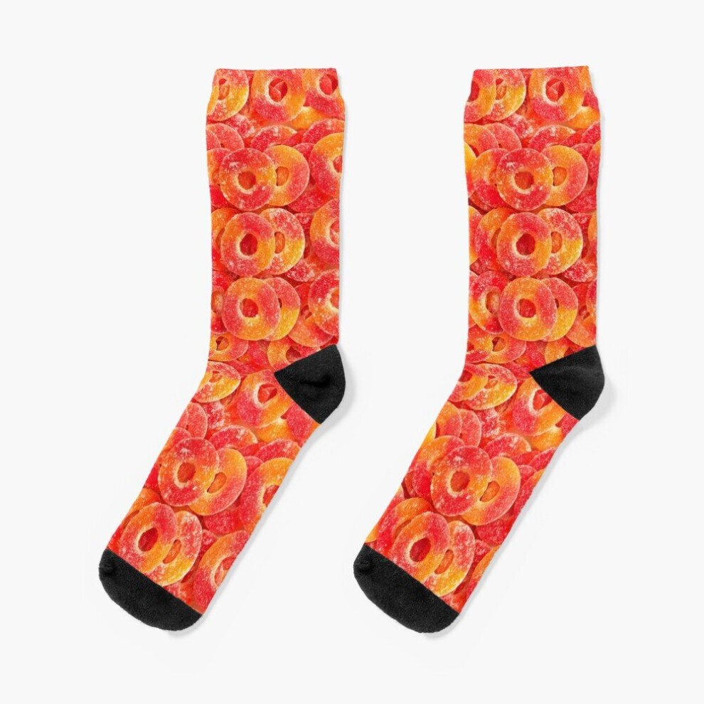 Dress Socks Sour Gummy Peach Rings Photo Pattern Novelty Fancy Crazy Pattern Crew Casual for Men Women