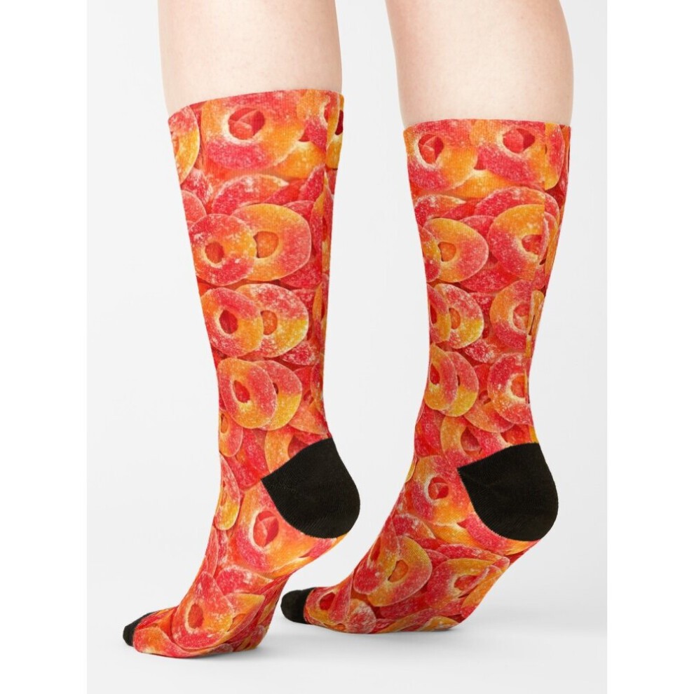 Dress Socks Sour Gummy Peach Rings Photo Pattern Novelty Fancy Crazy Pattern Crew Casual for Men Women thumbnail