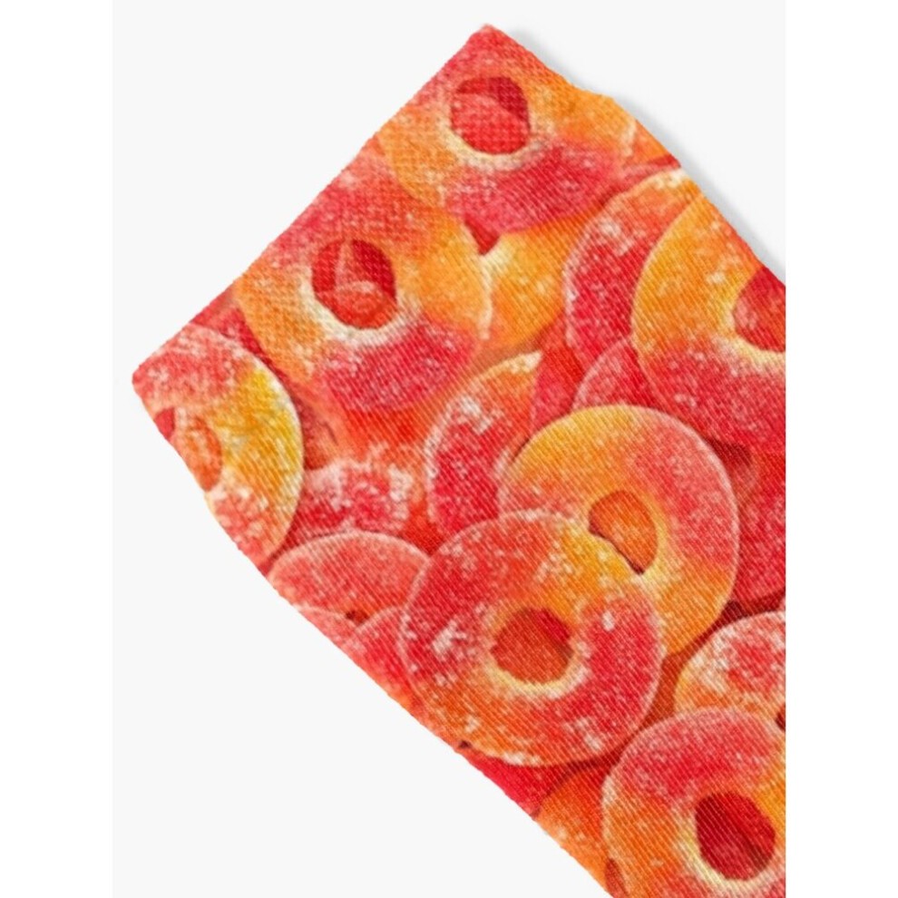 Dress Socks Sour Gummy Peach Rings Photo Pattern Novelty Fancy Crazy Pattern Crew Casual for Men Women thumbnail
