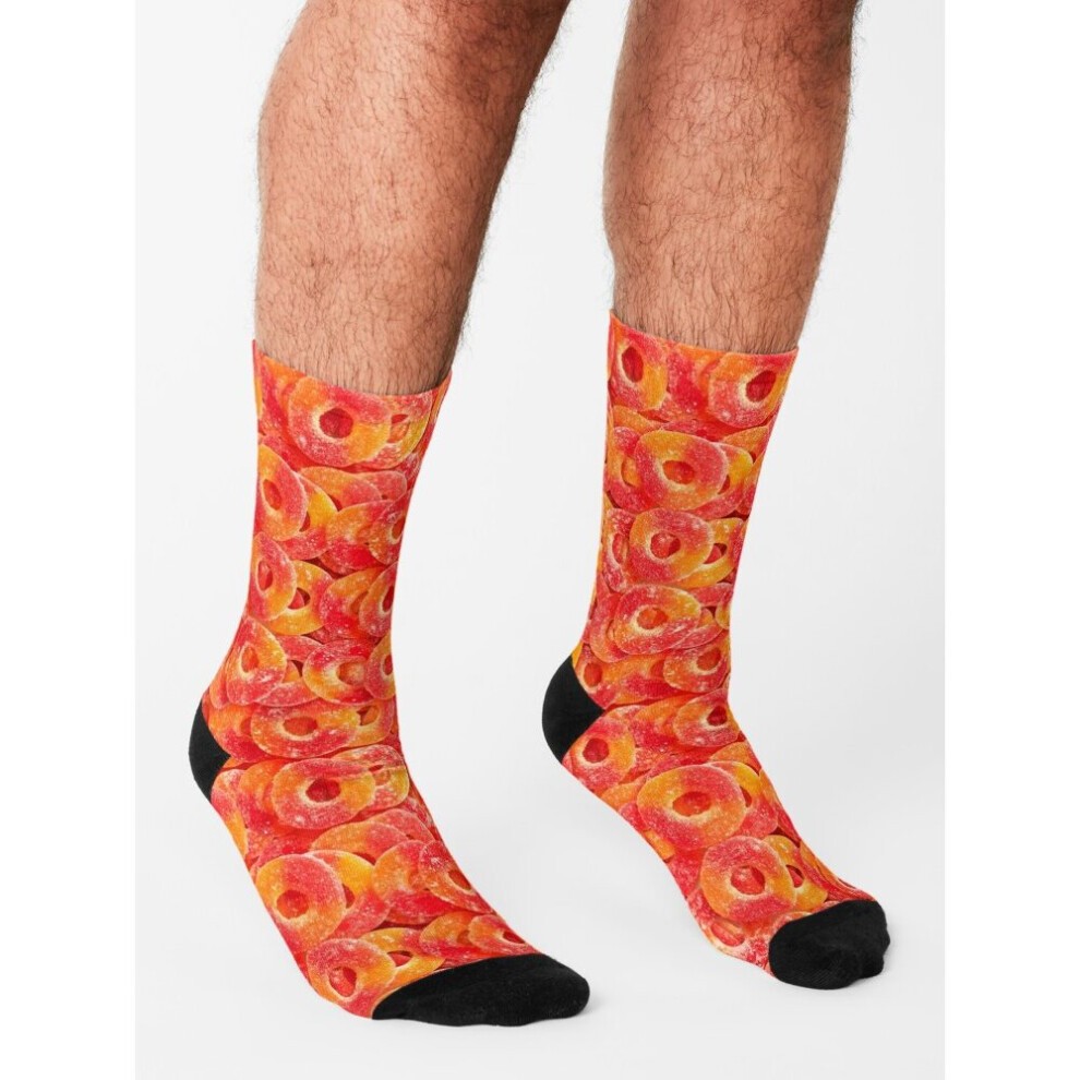 Dress Socks Sour Gummy Peach Rings Photo Pattern Novelty Fancy Crazy Pattern Crew Casual for Men Women thumbnail