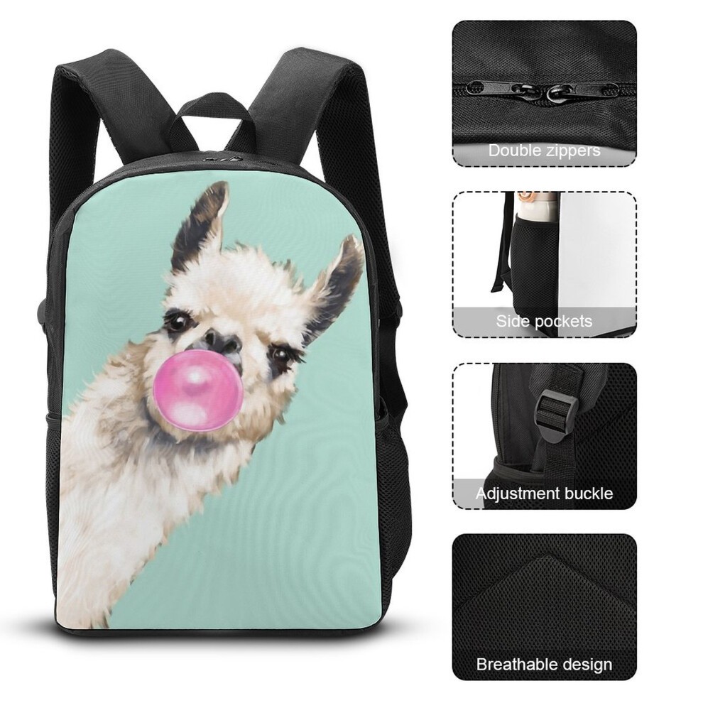 Backpacks Bubble Gum Sneaky Llama in Green 17inch School Bag thumbnail