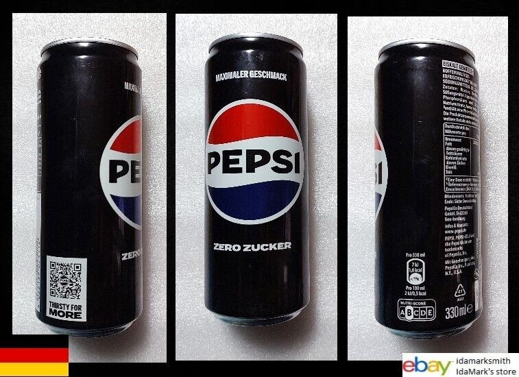 Empty PEPSI ZERO COLA Soda Can GERMANY 2024 Black NEW LOGO 330ml Collect Tall DE