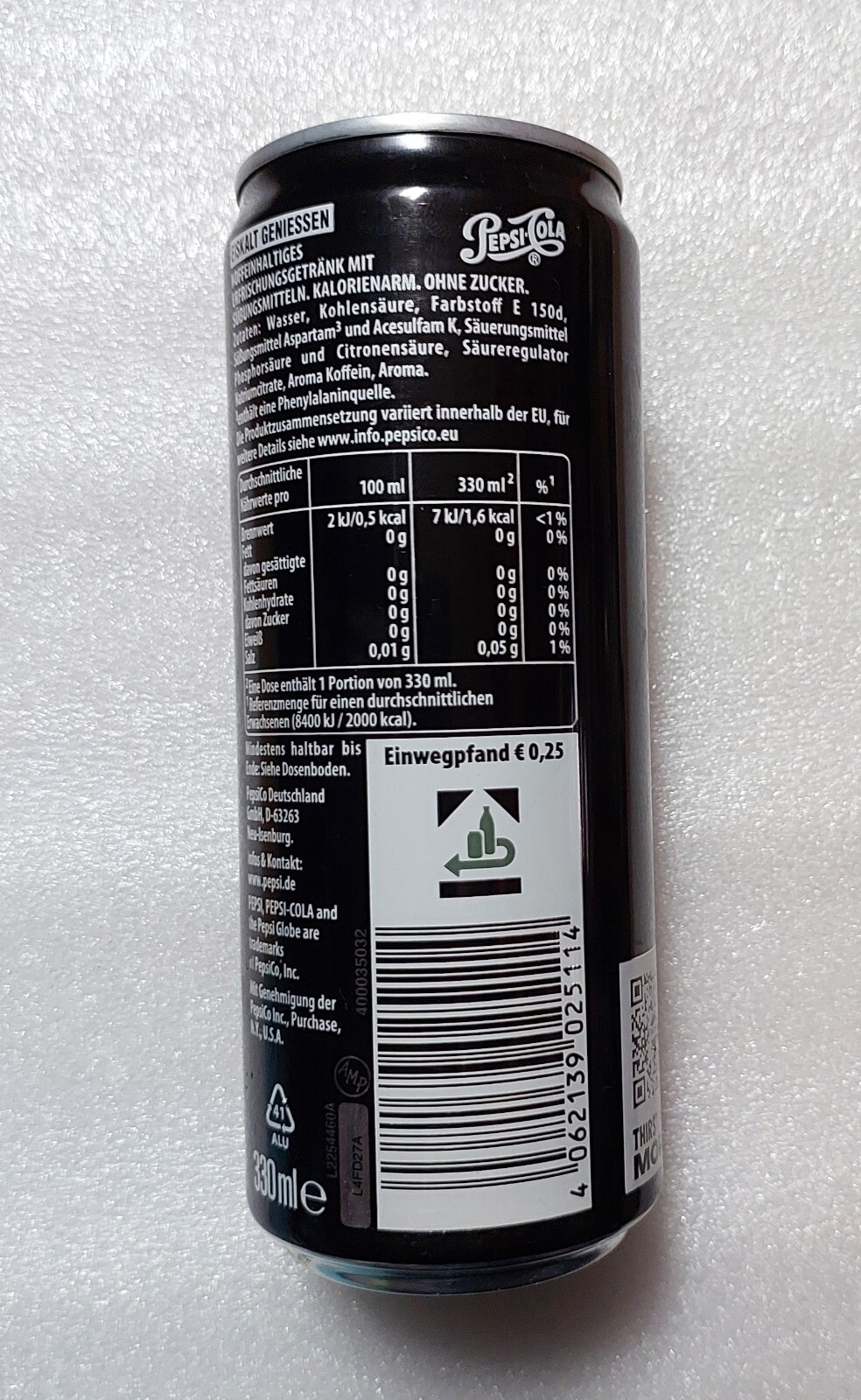 Empty PEPSI ZERO COLA Soda Can GERMANY 2024 Black NEW LOGO 330ml Collect Tall DE thumbnail