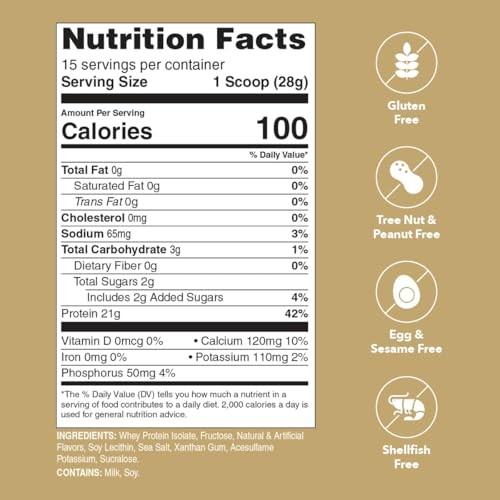 Unjury Whey Protein Powder | Vanilla | 21g 100% Whey Isolate Protein Powder | Low Carb and Lactose Free | Gluten Free | Certified Kosher | 15 Servings thumbnail