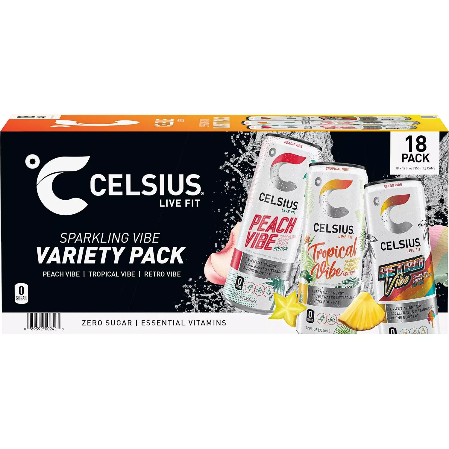 Celsius Live Fit Sparkling Vibe Variety Pack 12 Fl. Oz., 18 Pk.