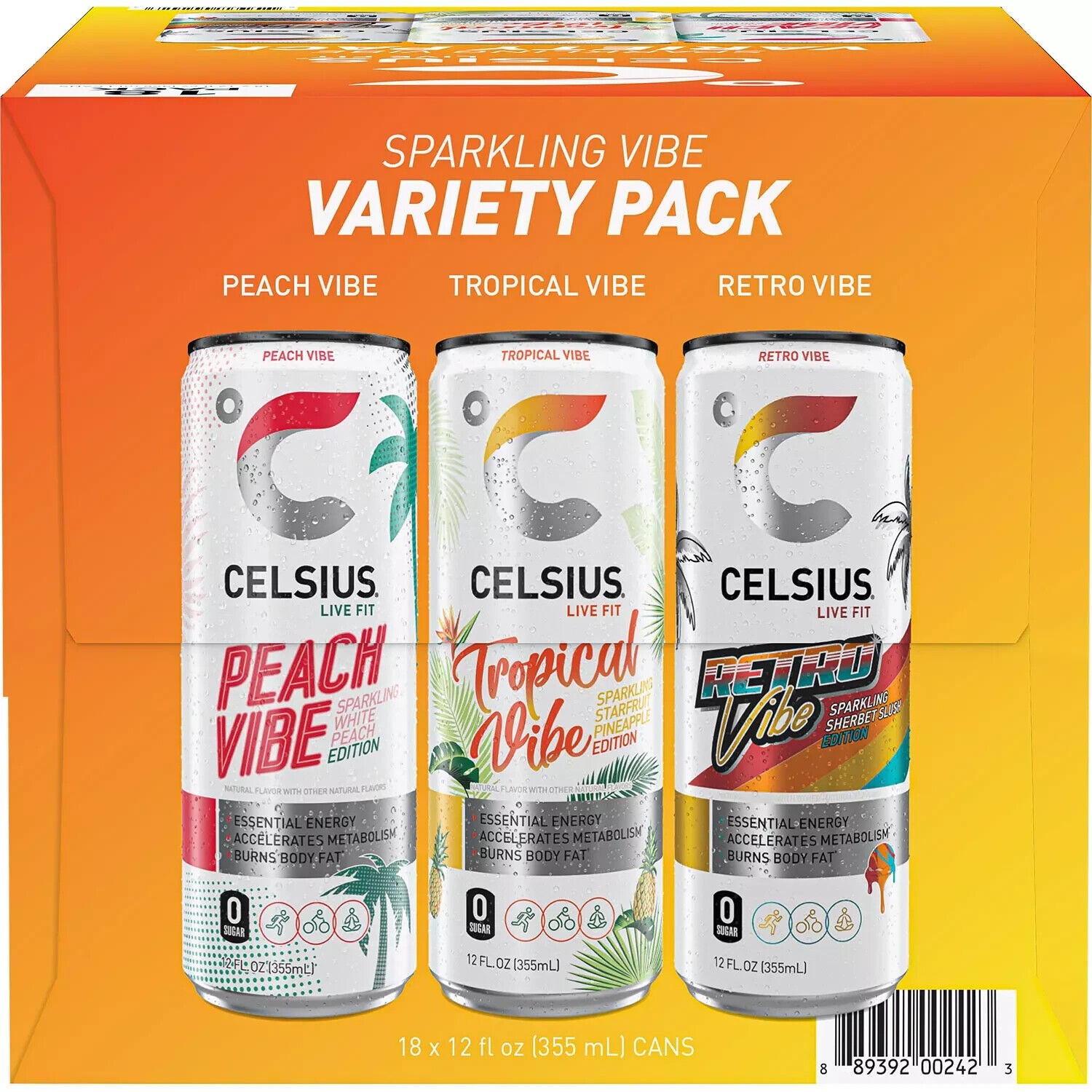 Celsius Live Fit Sparkling Vibe Variety Pack 12 Fl. Oz., 18 Pk. thumbnail