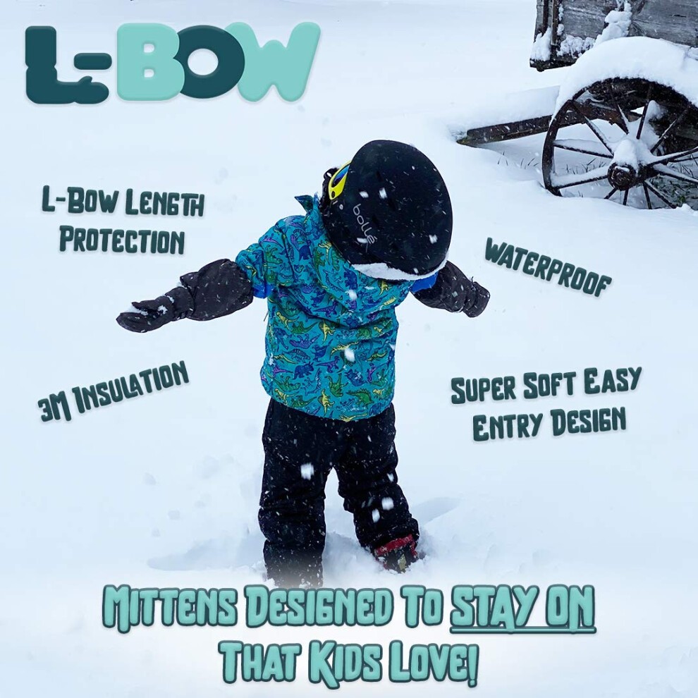 L-Bow Kids Mittens + Super Soft Easy Entry Style for Kids Mittens + Waterproof Stay on Design + Cold Weather 3M Thinsulate Material + Winter Toddler thumbnail
