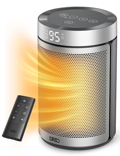 Dreo Space Heater, Portable Electric Heaters for Indoor Use with Thermostat, 1-12H Timer, Eco and Fan Mode, 1500W PTC Ceramic Safety Heat for Office B