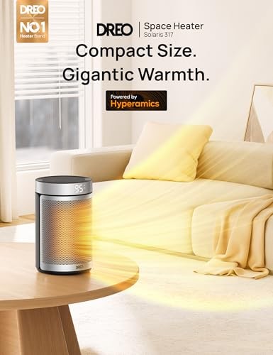 Dreo Space Heater, Portable Electric Heaters for Indoor Use with Thermostat, 1-12H Timer, Eco and Fan Mode, 1500W PTC Ceramic Safety Heat for Office B