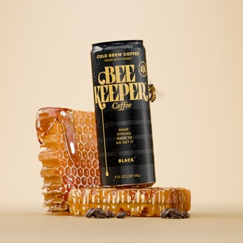 Beekeeper Coffee Cold Brew with Oregon Honey, Mixed Variety Pack, 8 Fl Oz Cans (Pack of 12), Ready-to-Drink Black, Caramel, Mocha & Vanilla Lattes thumbnail