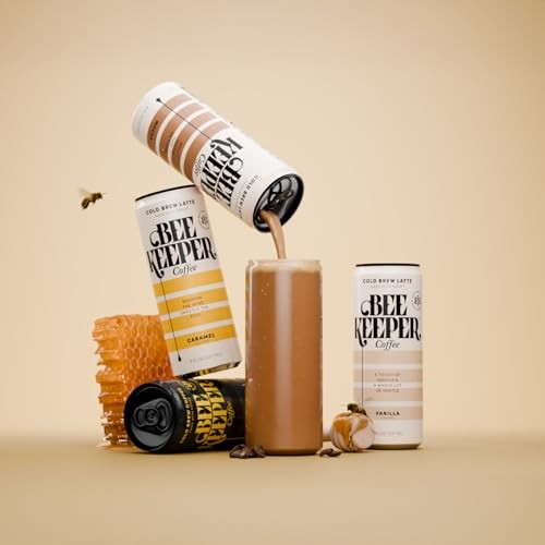 Beekeeper Coffee Cold Brew with Oregon Honey, Mixed Variety Pack, 8 Fl Oz Cans (Pack of 12), Ready-to-Drink Black, Caramel, Mocha & Vanilla Lattes thumbnail
