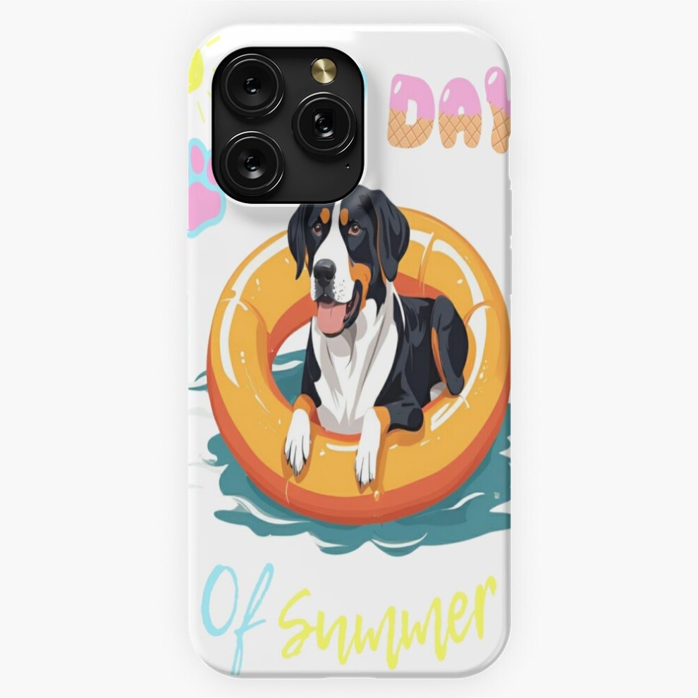 (Doggy Days of Summer Aesthetic Summer Vacation Greater Swiss Mountain Dog in a Swimming Ring =6990) Phone Case for iPhone Samsung 19 18 17 16 14 13 1