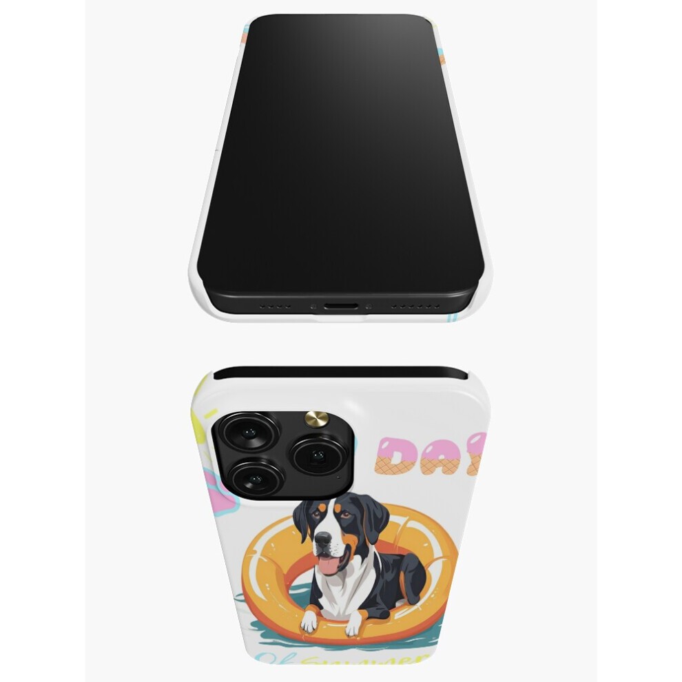 (Doggy Days of Summer Aesthetic Summer Vacation Greater Swiss Mountain Dog in a Swimming Ring =6990) Phone Case for iPhone Samsung 19 18 17 16 14 13 1 thumbnail