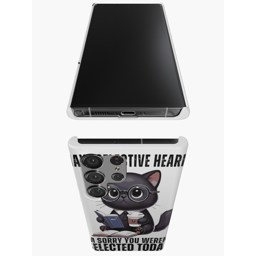 (Funny Black Cat, Selective Hearing, Cat Lover Gift, Cute Cat with Coffee, Humorous Graphic Tee=9862) Phone Case for iPhone Samsung 19 18 17 16 14 13 thumbnail