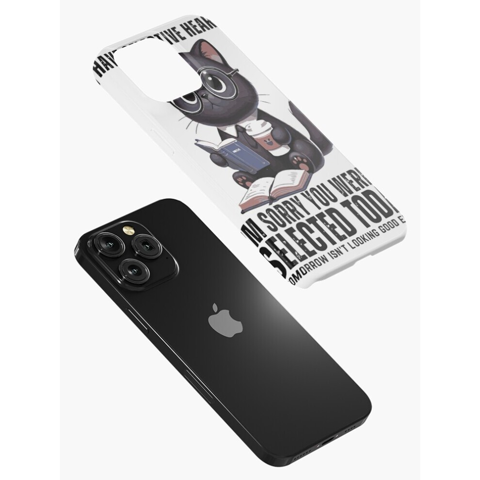 (Funny Black Cat, Selective Hearing, Cat Lover Gift, Cute Cat with Coffee, Humorous Graphic Tee=9862) Phone Case for iPhone Samsung 19 18 17 16 14 13 thumbnail