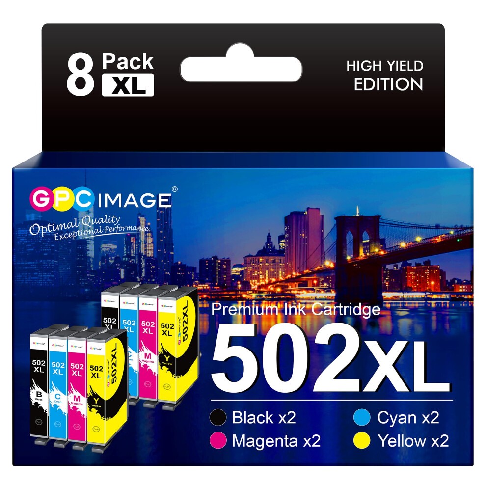 502XL High Yield Multipack Ink Cartridges Replacement for Epson 502 XL Compatible for Workforce WF-2860 WF-2860DWF WF-2865 WF-2865DWF XP5100 XP-5105