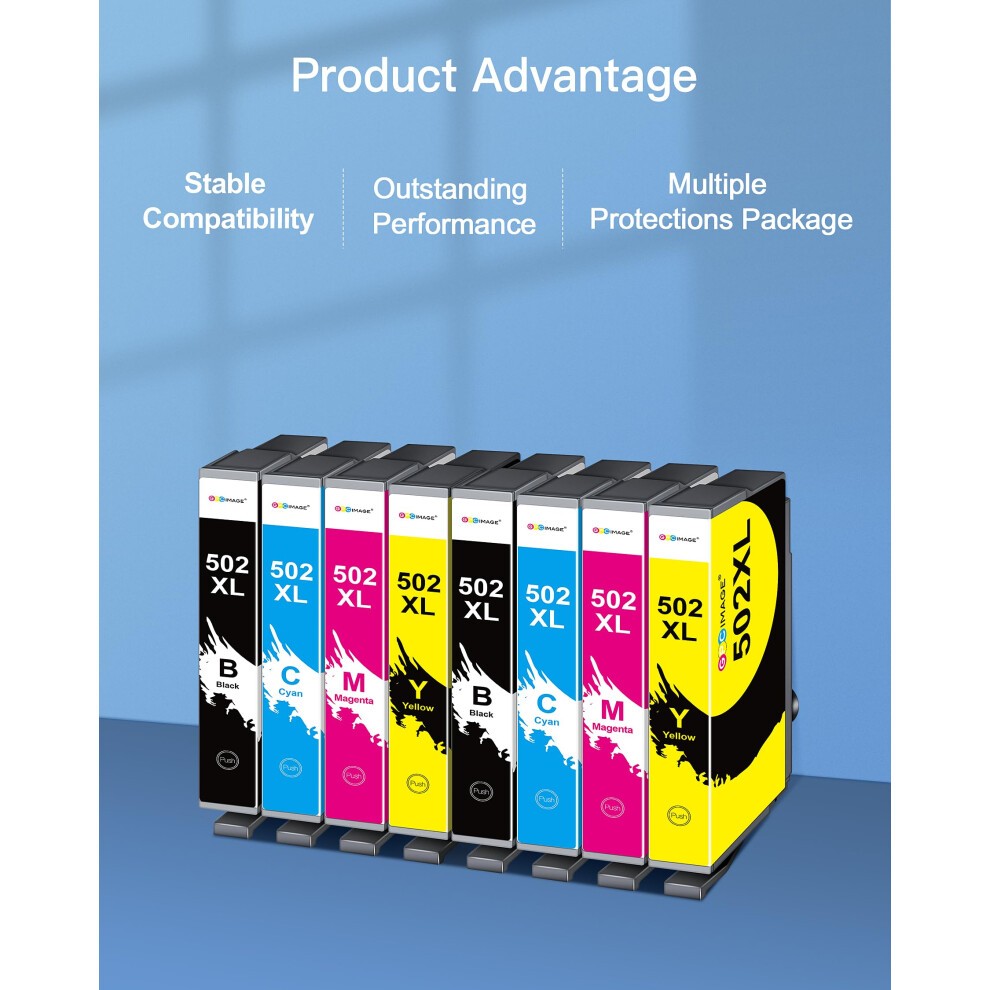 502XL High Yield Multipack Ink Cartridges Replacement for Epson 502 XL Compatible for Workforce WF-2860 WF-2860DWF WF-2865 WF-2865DWF XP5100 XP-5105 thumbnail