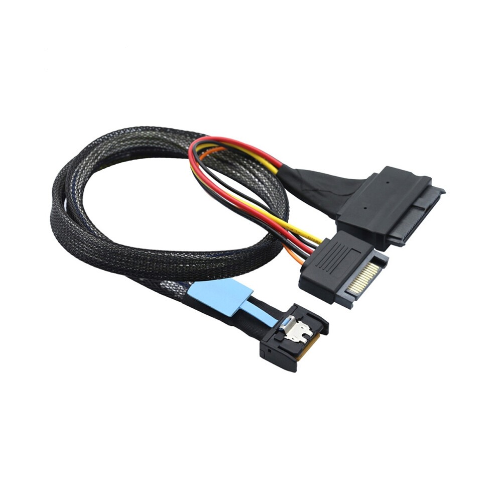 Gen5 MCIO Slimline SFF-8654 4I to SAS 8639 U.2 Adapter Cable 1m