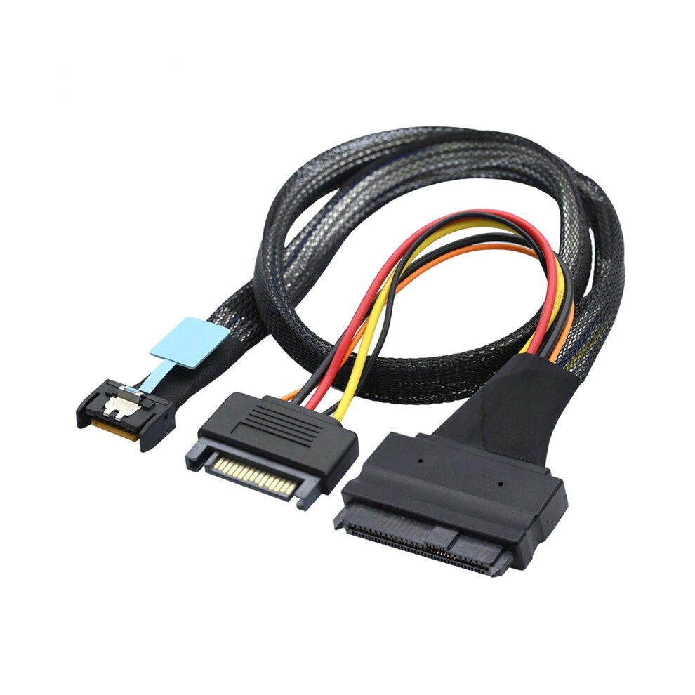 Gen5 MCIO Slimline SFF-8654 4I to SAS 8639 U.2 Adapter Cable 1m thumbnail