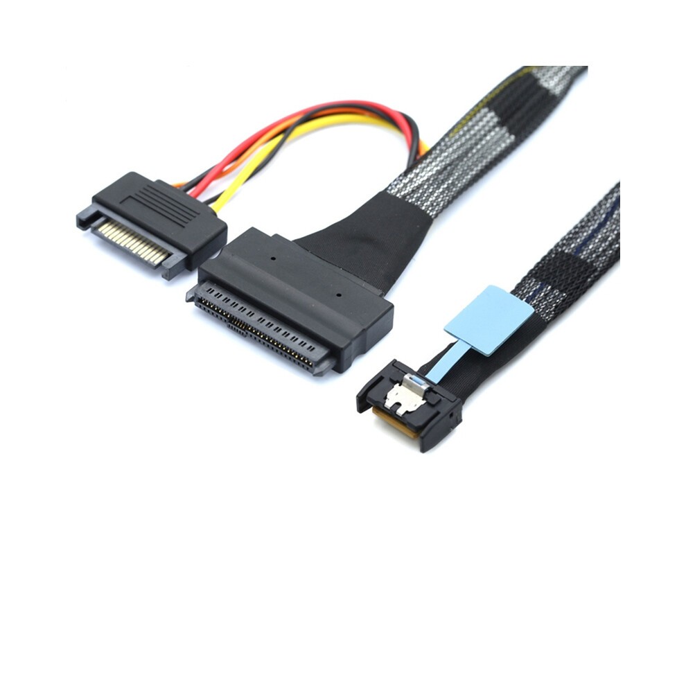 Gen5 MCIO Slimline SFF-8654 4I to SAS 8639 U.2 Adapter Cable 1m thumbnail
