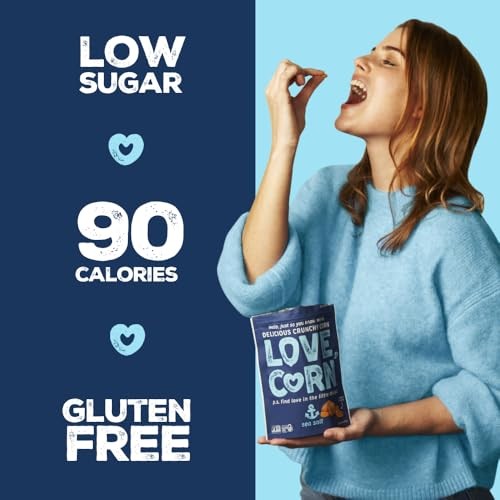 LOVE CORN Family Favorite - Sea Salt, BBQ, Salt & Vinegar, Cheddar 0.7oz X 20 - Delicious Crunchy Corn - Healthy Family Snacks - Gluten Free, NON-GMO  thumbnail