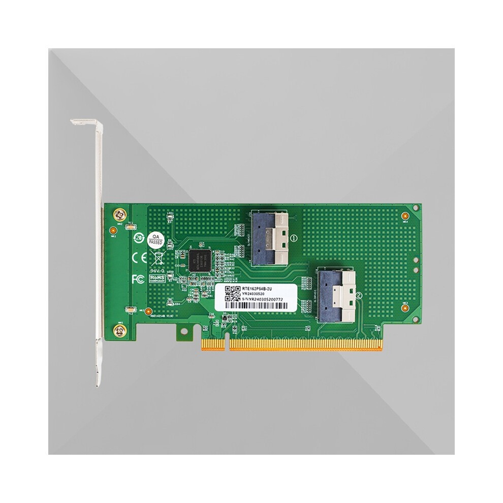 Dual-Channel PCIe X16 to 2x SlimSAS SFF-8654 8i Adapter Card XIC PE4165 PCI4.0 Extension thumbnail