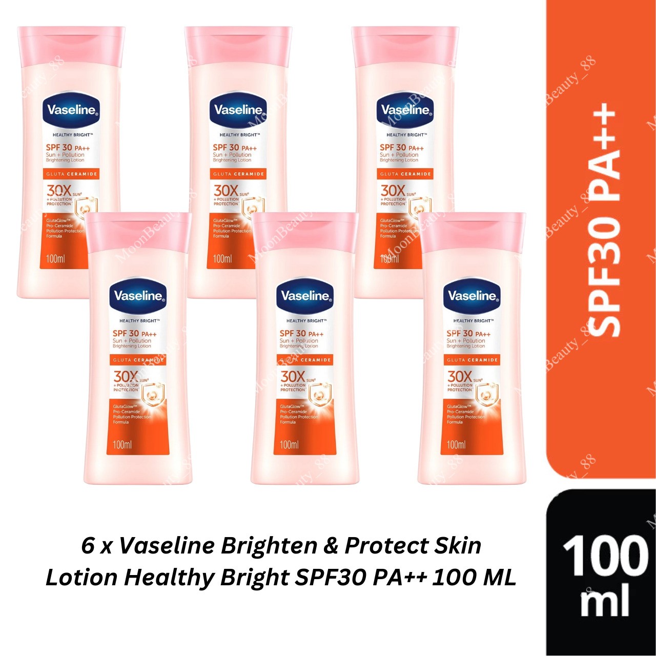 6 X Vaseline Brighten & Protect Skin Lotion Healthy Bright SPF30 PA++ 100 ML