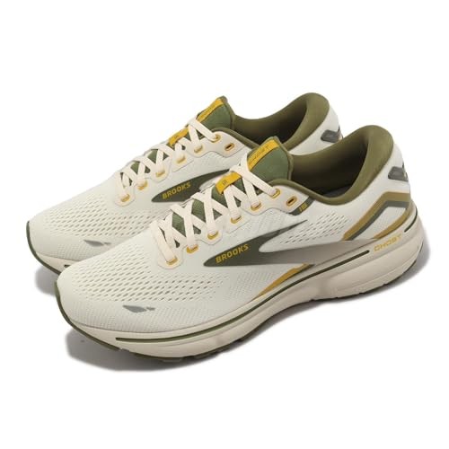 Brooks Men's Ghost 15 Neutral Running Shoe - Gray/Green/Daylilly - 8 Medium