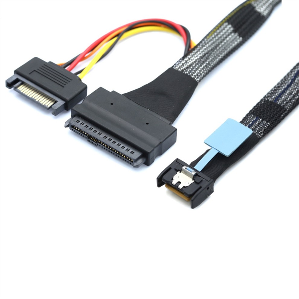 Gen5 MCIO Slimline SFF-8654 4I to SAS 8639 U.2 Adapter Cable 0.5m thumbnail