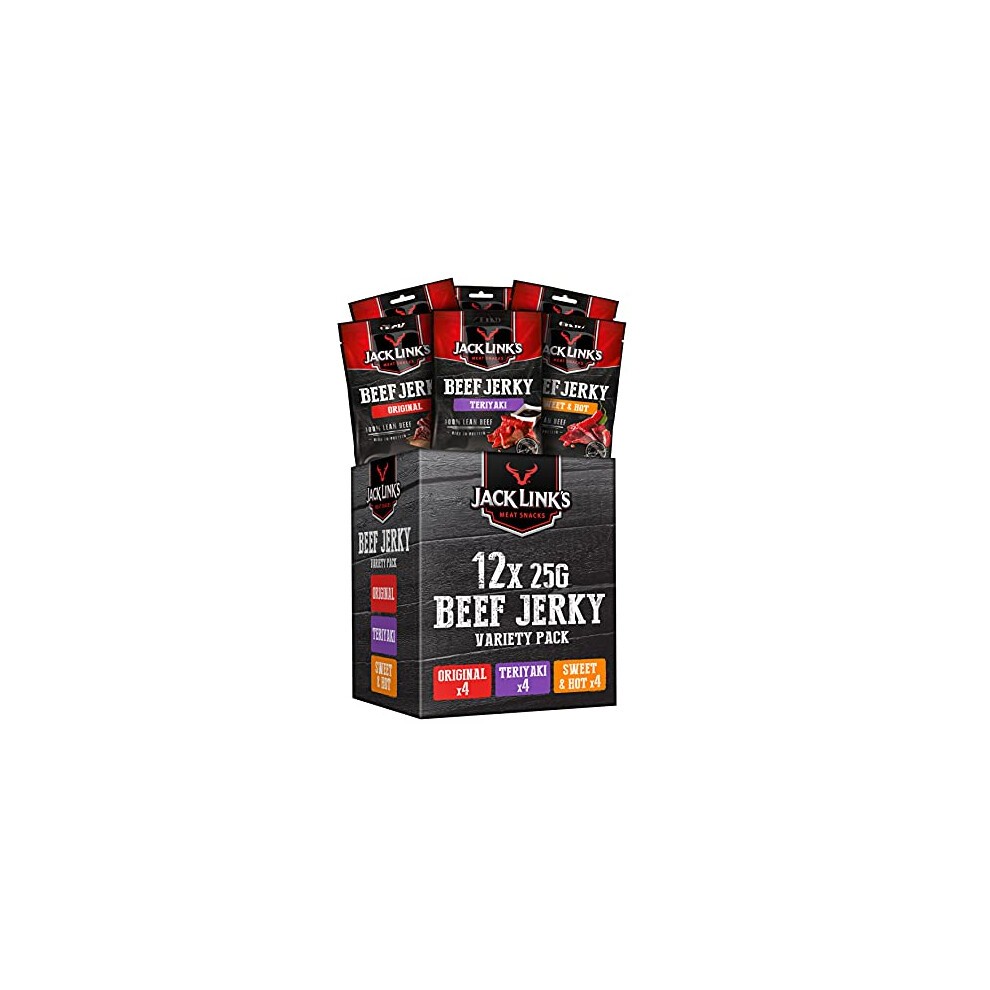 Jack Links Beef Jerky Mixed Case Variety Pack, X4 Sweet and Hot, X4 Teriyaki, X4 Original, Perfect Post Gym Meat Snack