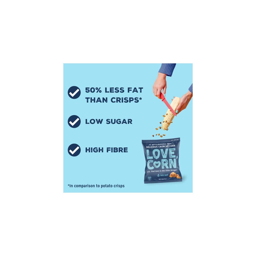 LOVE CORN Variety Pack (6x Sea Salt, 6x BBQ, 6x Salt & Vinegar, 6x Cheese & Onion 20g) ? Healthy Snacks Ideal for Gluten Free & Vegan Diets ? Low thumbnail