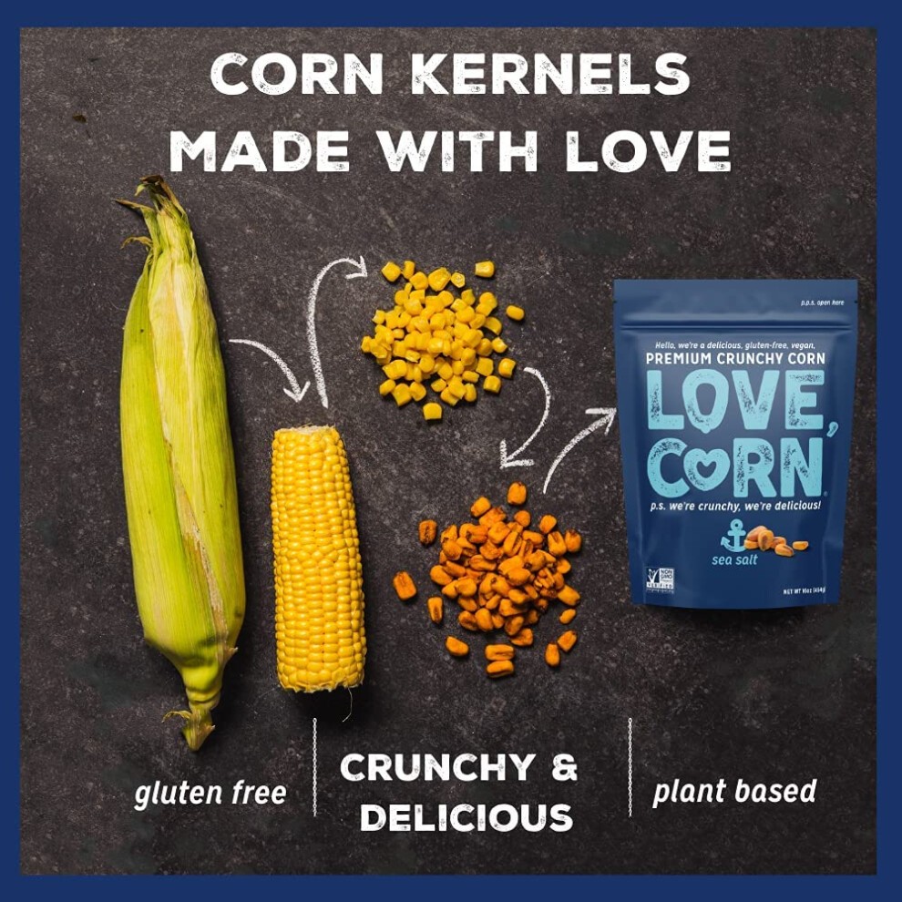 LOVE CORN Sea Salt Crunchy Corn Snack 20g X 24 Bags ? Healthy Snacks Ideal for Gluten Free & Vegan Diets ? Low Sugar Alternative for Crisps, Mixed thumbnail