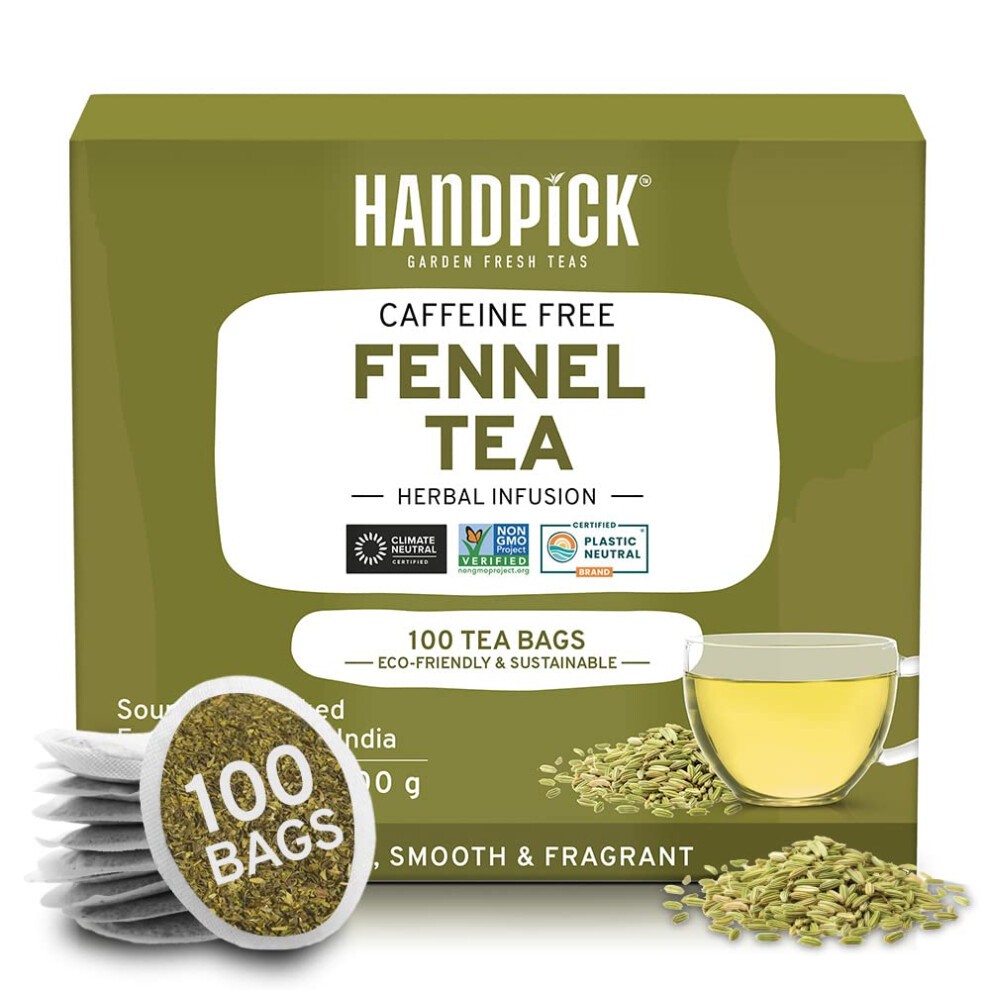 HANDPIcK  Fennel Tea Bags 100 Herbal Tea Bags Caffeine Free  Made from 100 Natural Whole Fennel Seeds  Premium Quality Tea Bags  Sweet Taste  Aroma  R