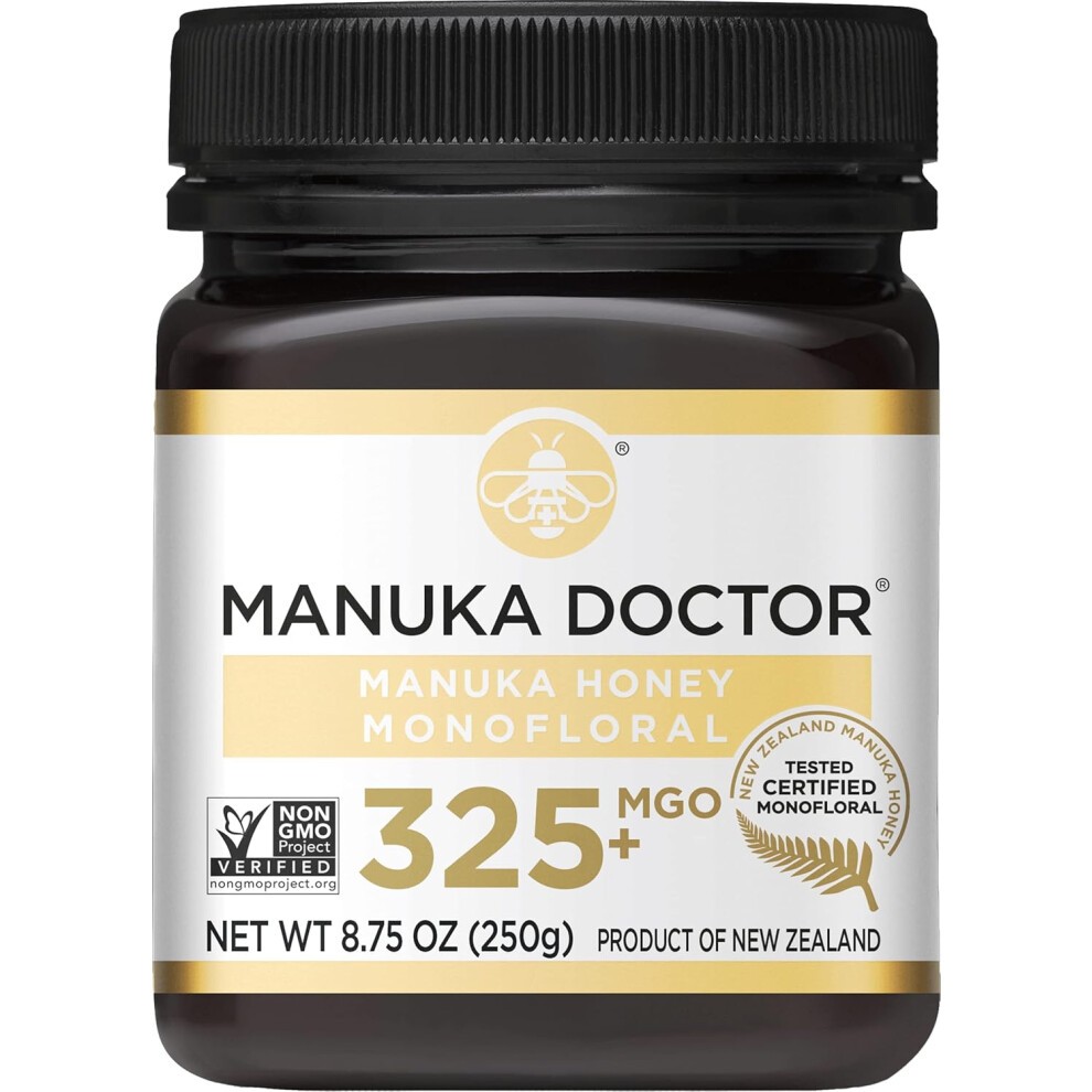 MANUKA DOCTOR - MGO 325+ Manuka Honey Monofloral 100% Pure New Zealand Honey Certified Guaranteed RAW Non-GMO 8.75 Oz