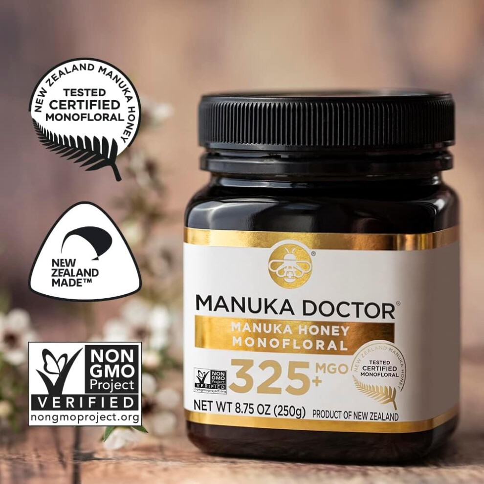 MANUKA DOCTOR - MGO 325+ Manuka Honey Monofloral 100% Pure New Zealand Honey Certified Guaranteed RAW Non-GMO 8.75 Oz thumbnail