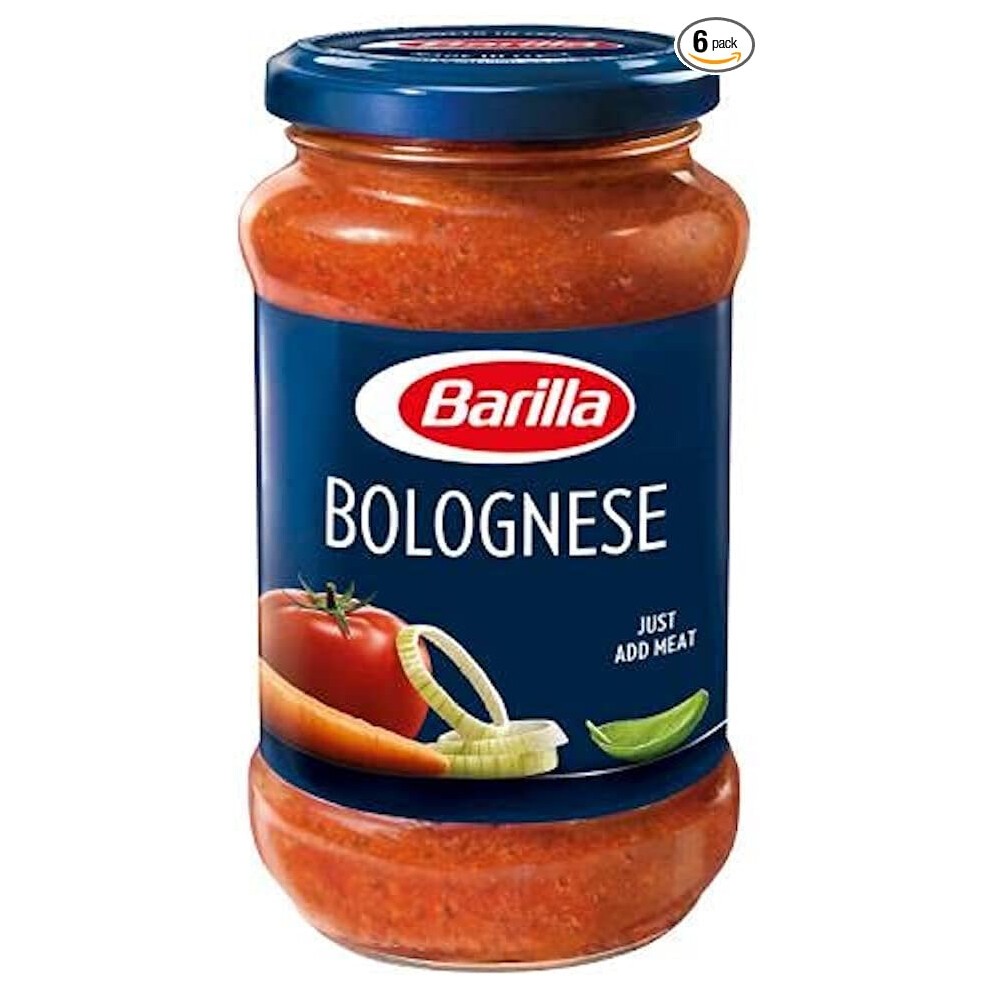 Barilla Bolognese Pasta Sauce with 100% Italian Tomatoes, Onion, Garlic, Herbs, Beef and Pork No Added Preservatives, Pack of 6 X 400g