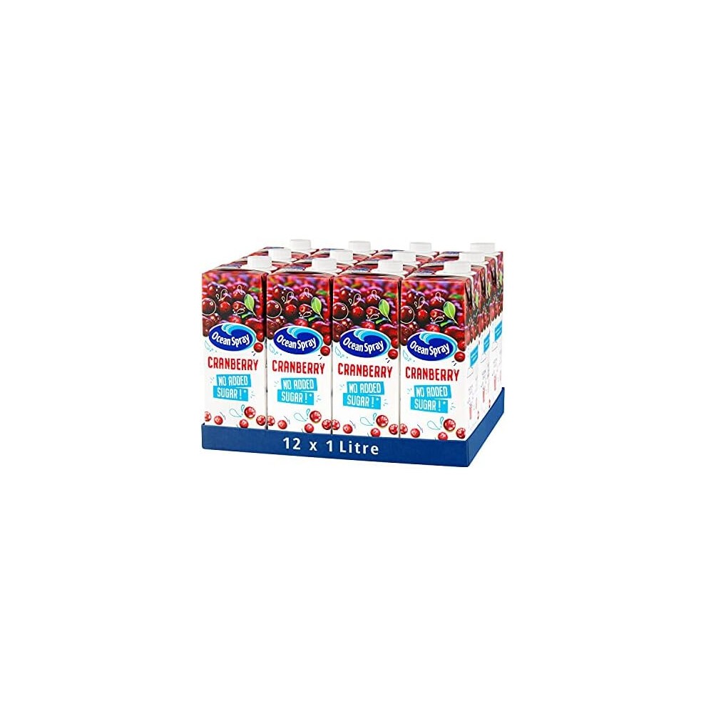 Ocean Spray Classic Cranberry Juice with No Added Sugar, 1L Carton (12-Pack)