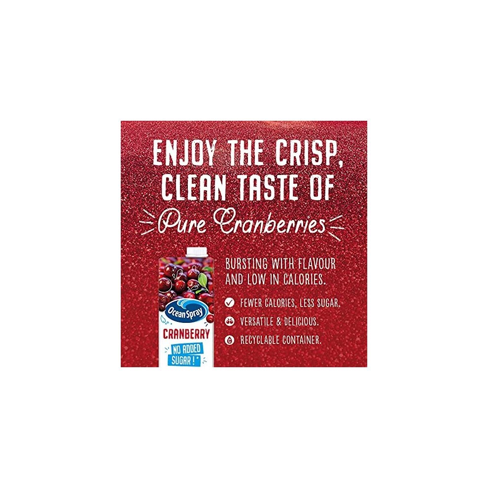 Ocean Spray Classic Cranberry Juice with No Added Sugar, 1L Carton (12-Pack) thumbnail